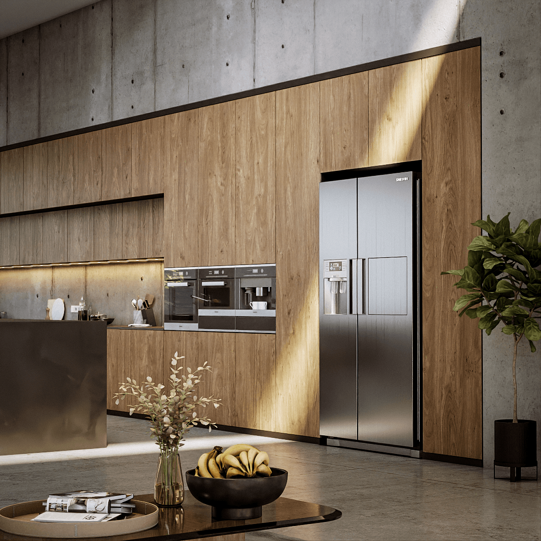 3D render where you can clearly see shader work, such as wood grain, metal reflections, and material highlights.