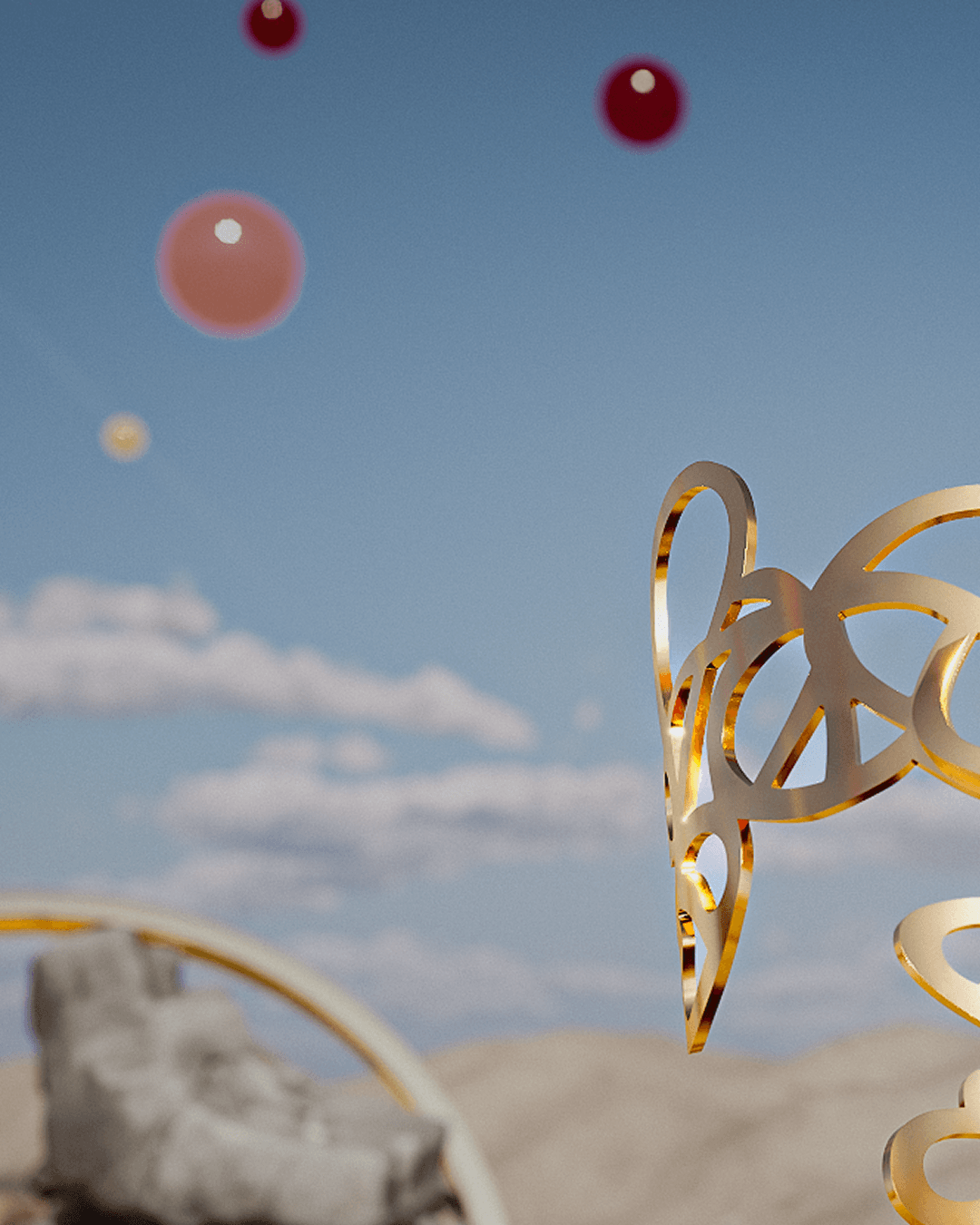 Surreal CGI environment by Ophir Studio with digital effects and motion graphics for immersive 3D product advertising.